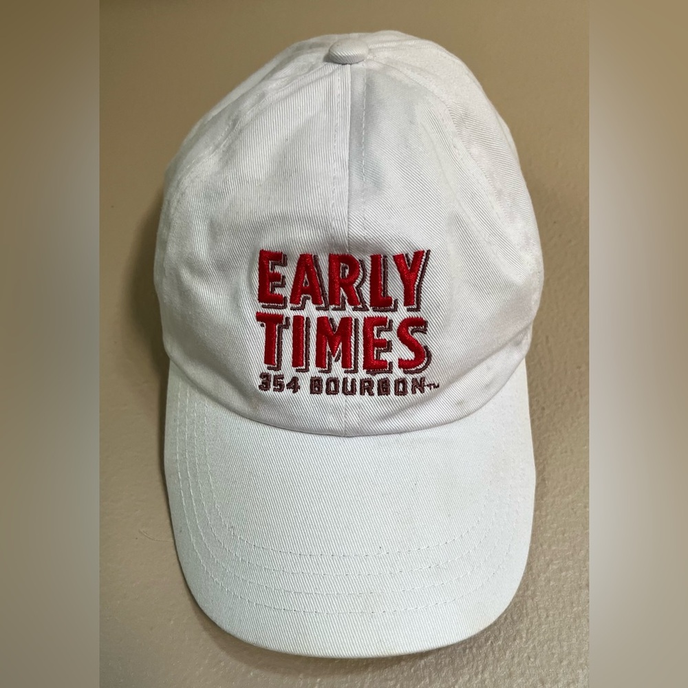White Early Times 354 Bourbon cap with adjustable strap. Unisex.